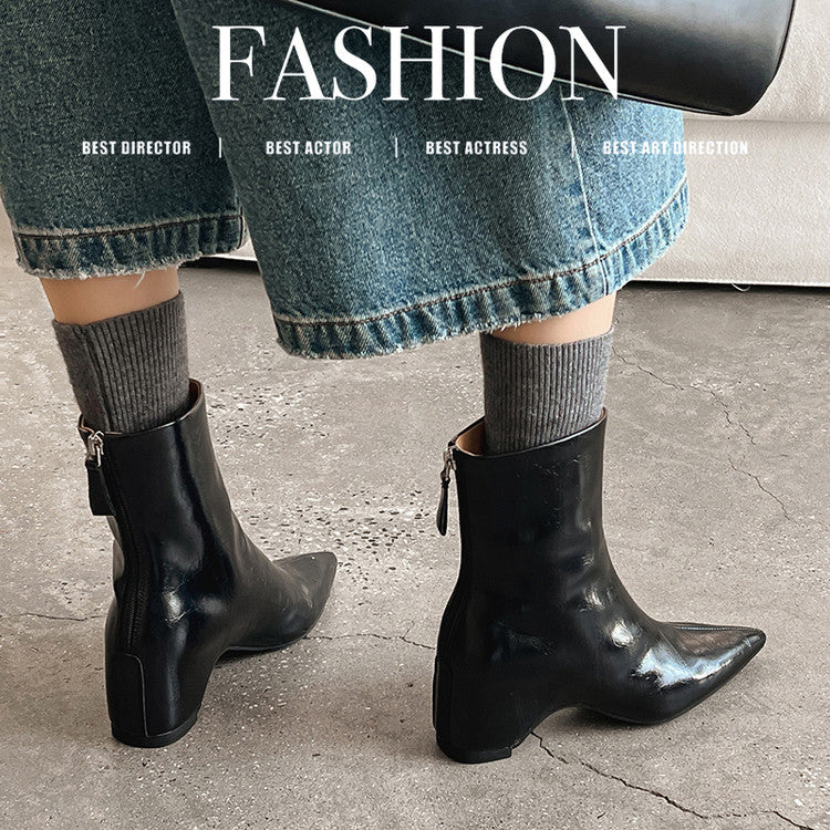 Karin Luna Versatile Elegant Style Pointed Toe Hidden Wedge Short Boots