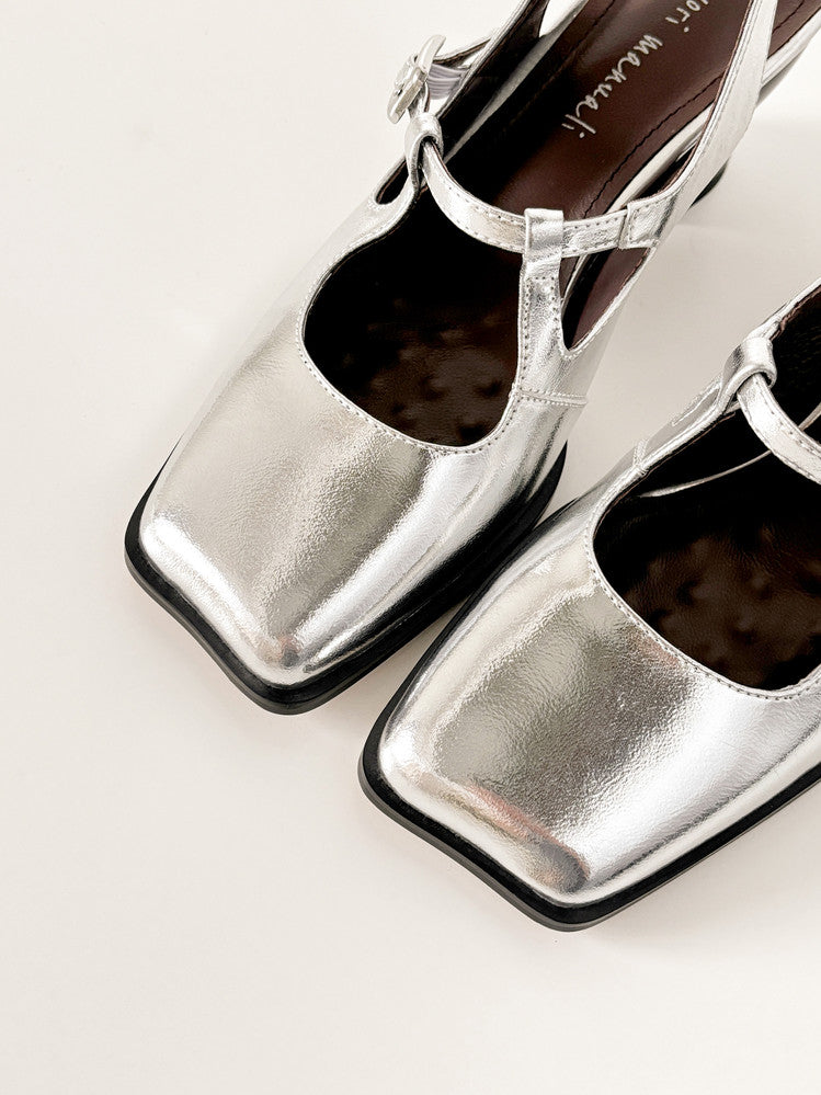 Karin Luna In Stock  Spot Goods  Rhinestone Small Square Toe Closed-Toe Sandals