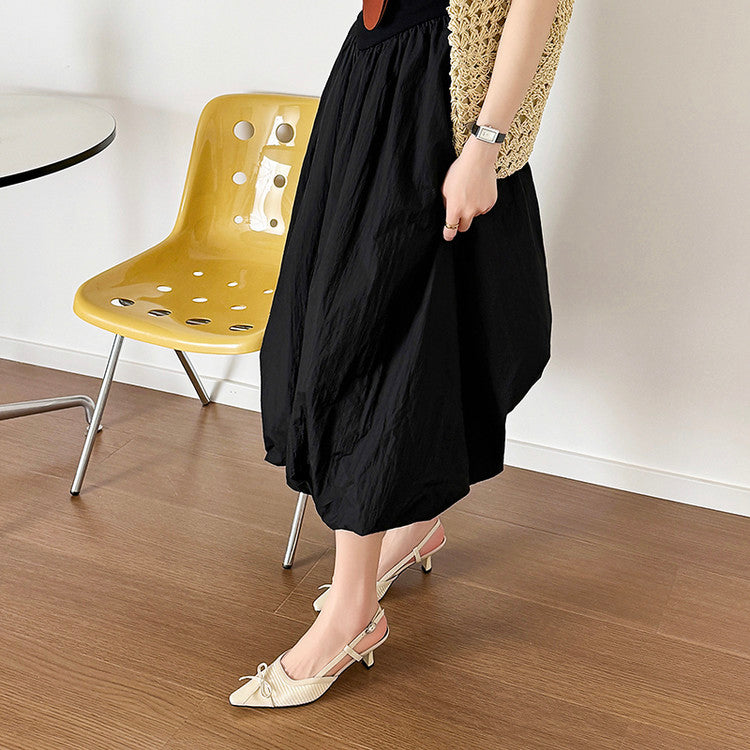 Karin Luna In Stock Spot Goods Braided Style Elegant Thin Heel Pointed Toe Closed-Toe Sandals