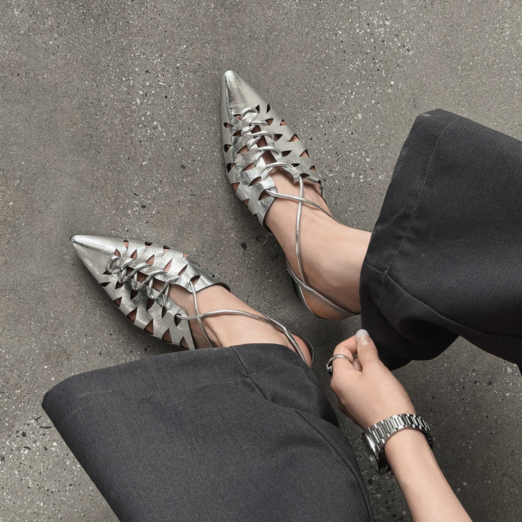 Karin Luna Braided Style ~Cross-woven Pointed Toe Closed-toe Sandals