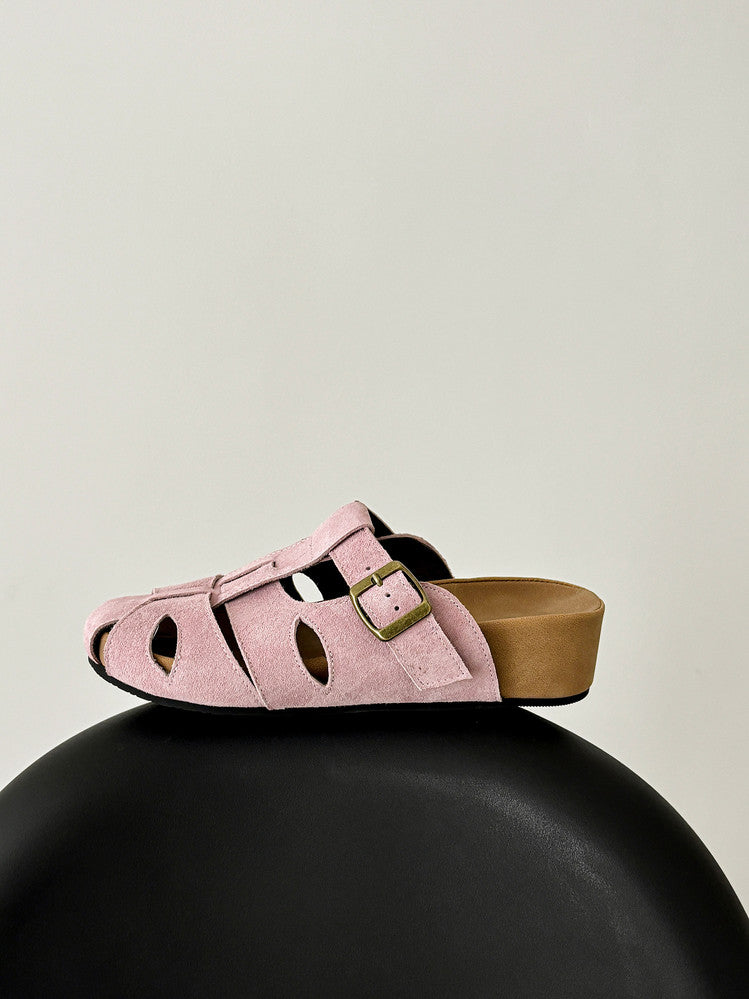 Karin Luna Full Layer Inside and Out~Basic Versatile Perforated Round Toe Birkenstock Slippers