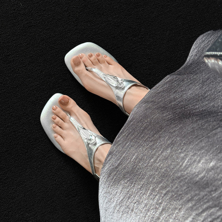 Karin Luna Bestseller Element Square Toe Irregular Heel Super Stable Toe Clip Sandals
