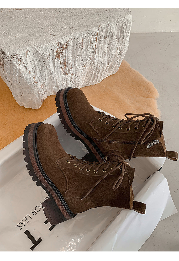 Karin Luna In Stock Casual style thin strap round toe suede ankle boots