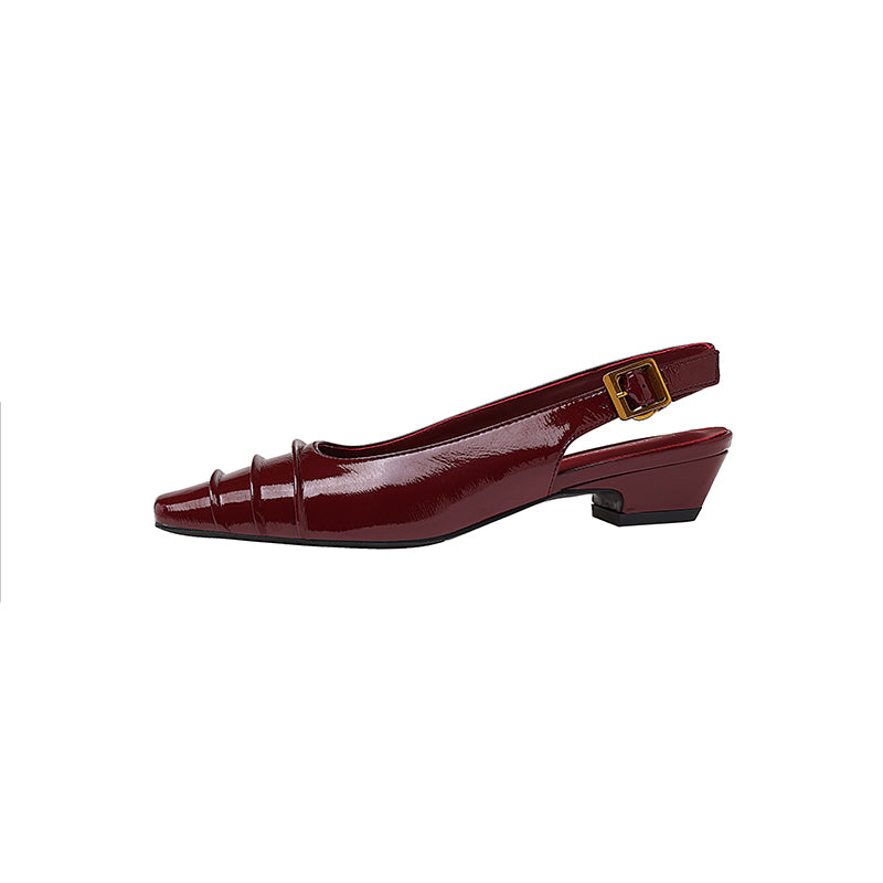 Karin Luna French Retro Square Toe Wrinkled Closed-Toe Sandals