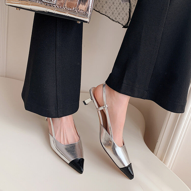 Karin Luna In Stock 24New Year's stock is now available Color Block Pointed Toe Full Leather Sandals