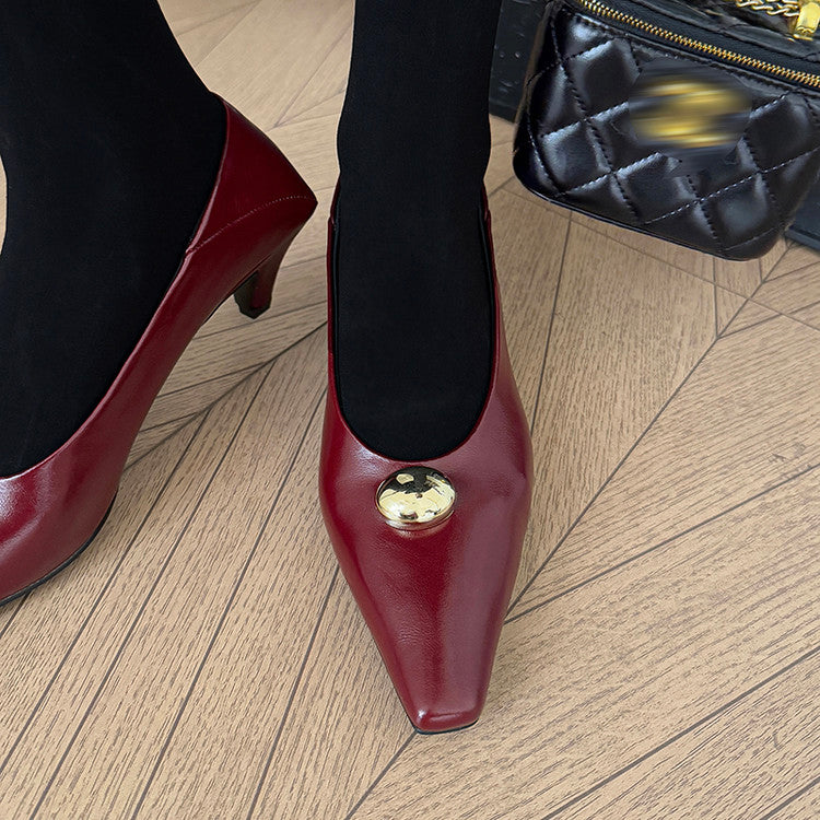 Karin Luna In Stock In Stock ~Basic Versatile French Style Small Square Toe Shallow Mouth Single Shoes