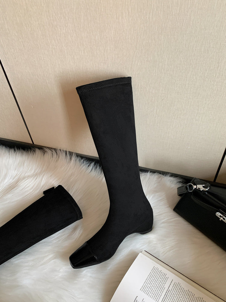 Karin Luna In Stock In Stock Patchwork Long Boots Elegant Versatile