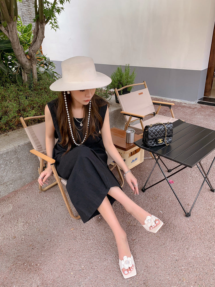 Karin Luna Flower of Wealth in the World~Says purple has a lot of charm Spot Goods Spot Goods  Three-Dimensional Camellia Elegant Sandals