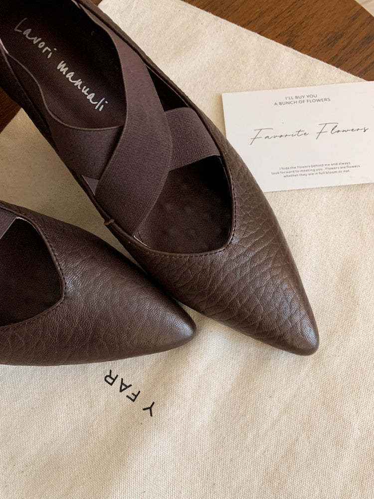 Karin Luna In Stock  Spot Goods  a Large Number of Spot Goods Pointed Toe Cross Strap Hidden Wedge Shoes