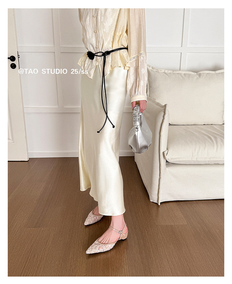 Karin Luna In Stock Spot Goods Embroidered Daisy Sheepskin Mesh Elegant Closed-Toe Slippers