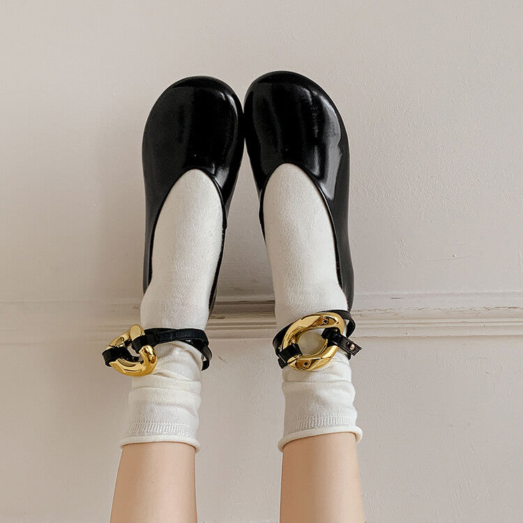 Karin Luna In Stock Large Stock Main Promotion  Two-Way Wear Height-Increasing Retro Gold Buckle Mary Jane Shoes