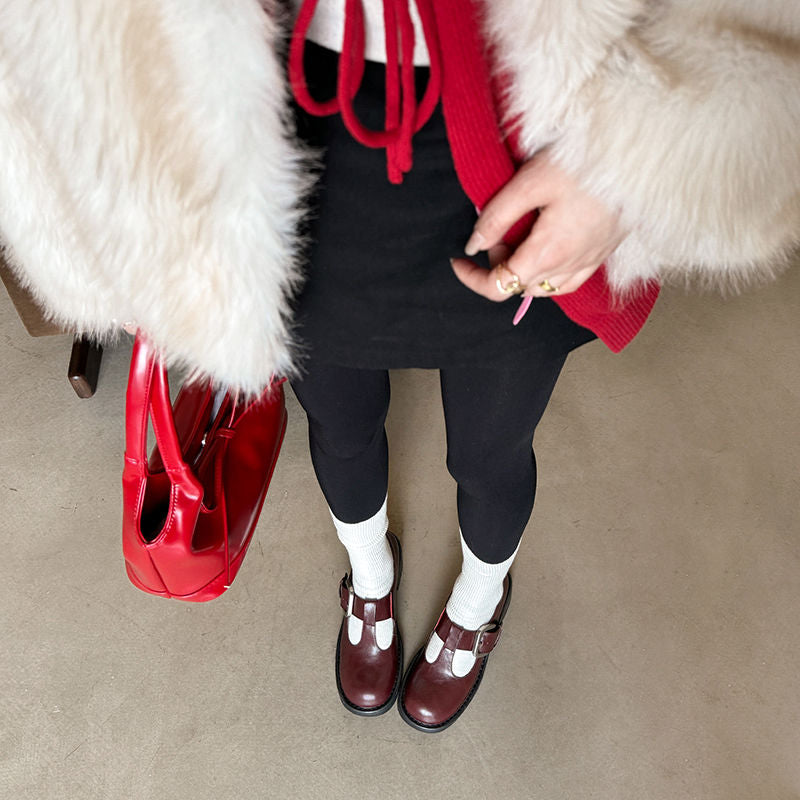 Karin Luna In Stock Spot Goods round Head t Round Toe British Style Single Shoes