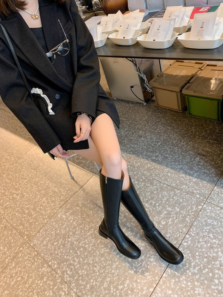 Karin Luna Internet Celebrity Photo  Best-selling in stock Full Leather Basic Long Boots  Winter Essential Combat Boots