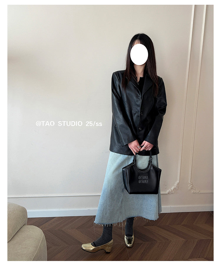 Karin Luna In Stock Spot Goods    Retro Elastic Band Chunky Heel Single Shoes