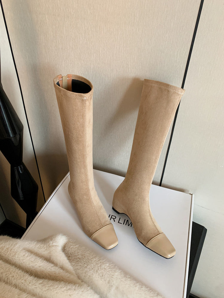 Karin Luna In Stock In Stock Patchwork Long Boots Elegant Versatile