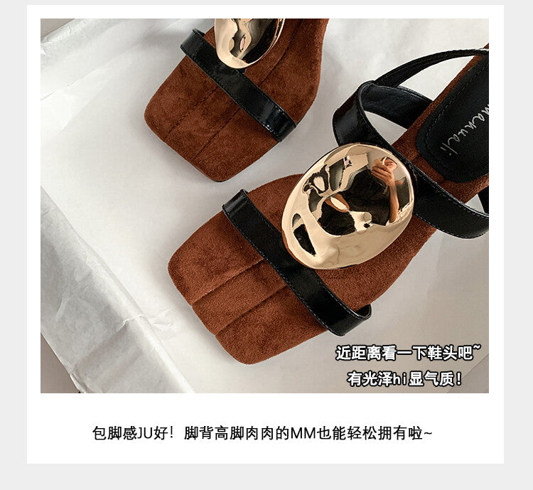 Karin Luna Hot-Selling Fasteners  Irregular Heel Open-Toe Sandals