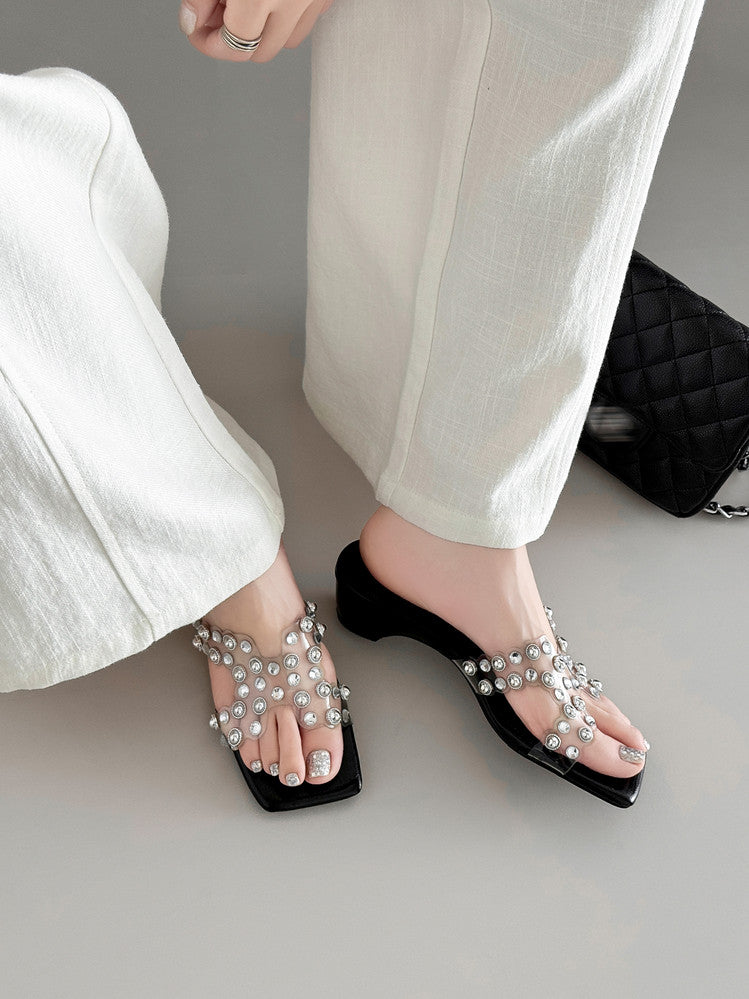 Karin Luna In Stock Spot Goods Classic versatile transparent sequin slippers