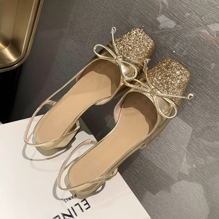Karin Luna In Stock Spot Goods  Square Head Butterfly Knot Square Toe Unique Gretel Sandals