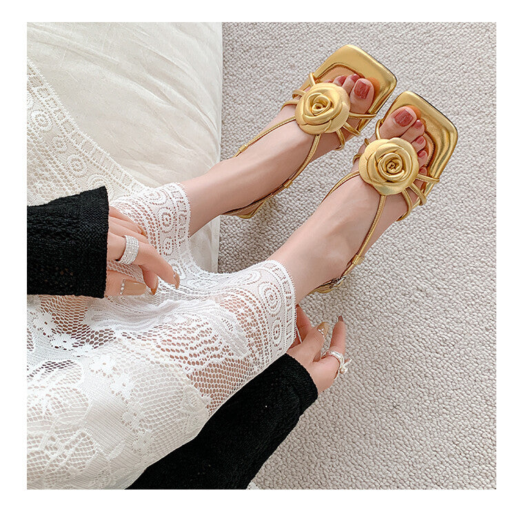 Karin Luna Exquisite Camellia ~French Retro Open-Toe Sandals