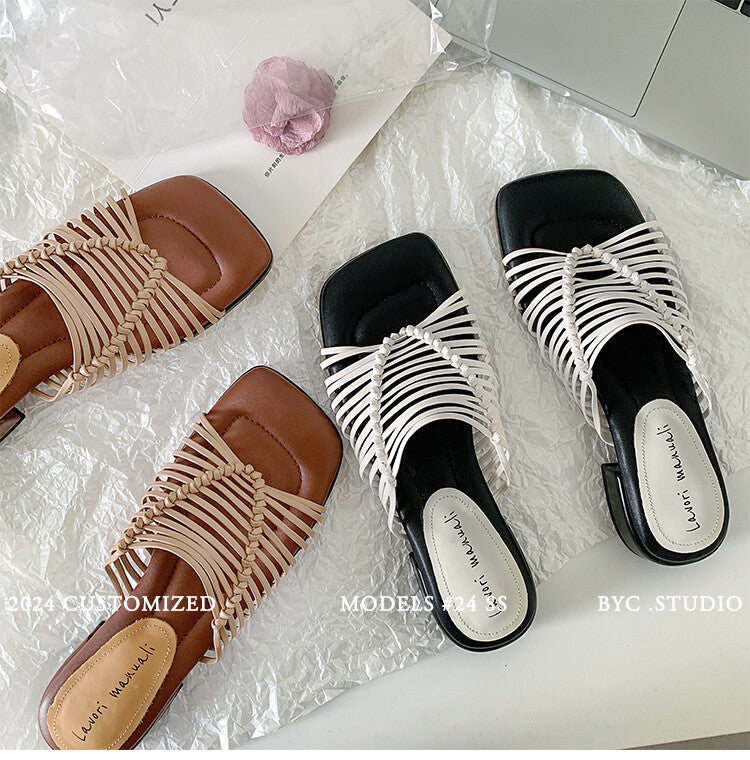 Karin Luna In Stock Spot Goods  Resort Style Handwoven Flat Sole Slippers