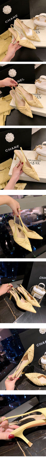 Karin Luna In Stock In Stock  Exquisite Pointed Toe Backless Closed-Toe Stiletto Sandals