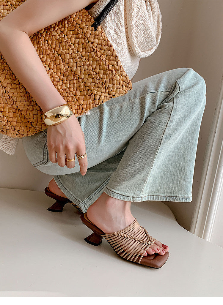 Karin Luna Bestseller Woven Vacation Style Series~ Elegant High Heel Slippers