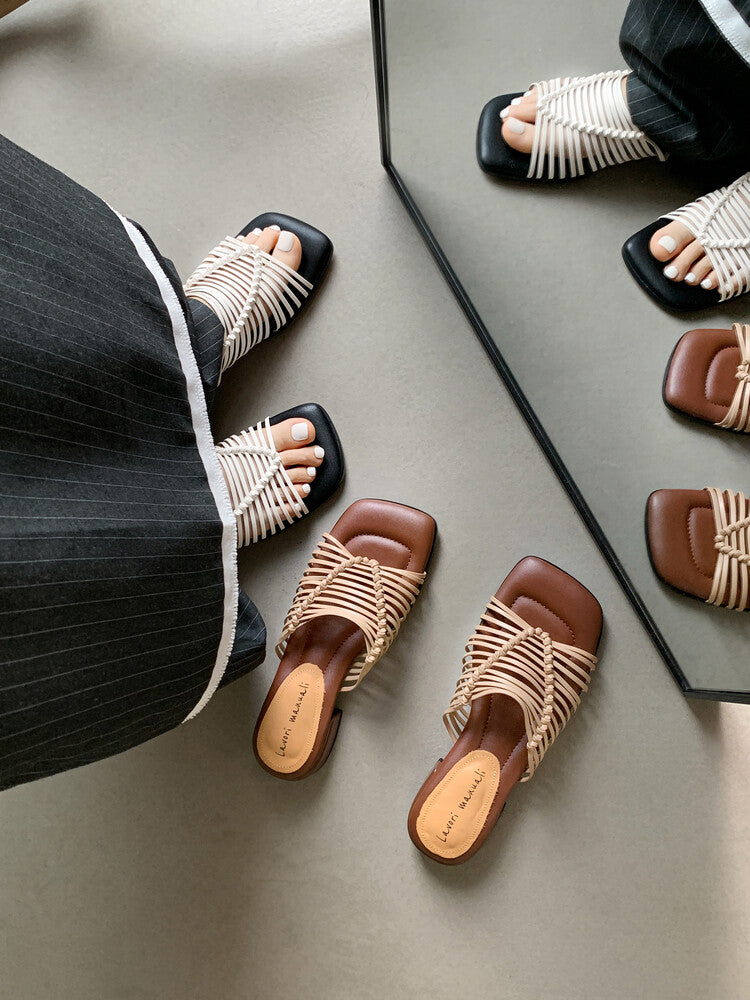 Karin Luna In Stock Spot Goods  Resort Style Handwoven Flat Sole Slippers