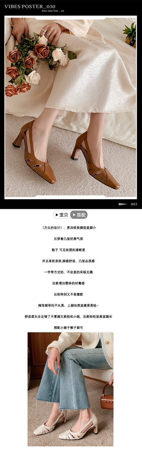 Karin Luna Hot-Selling Retro Big Item Big Goods Available for sale all seasons French-style Hollow Out Single Shoes Full leather inside and out