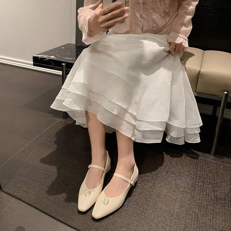 Karin Luna Camellia Story~In stock  Full Leather Shallow Mouth Single Shoes