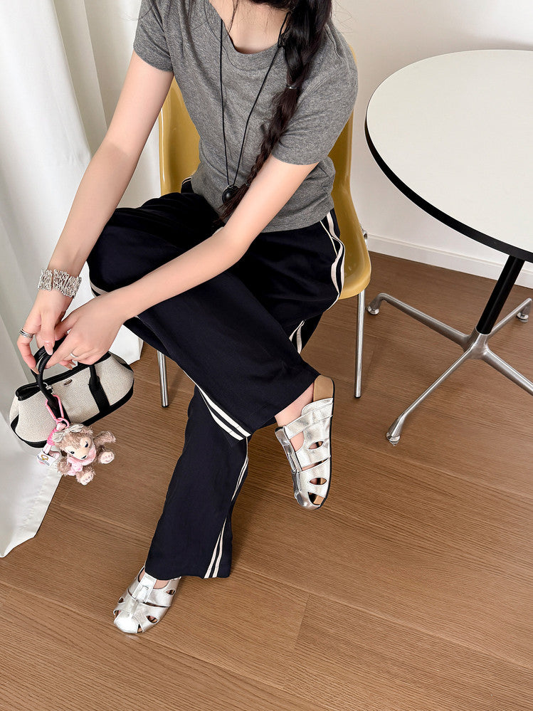 Karin Luna Full Layer Inside and Out~Basic Versatile Perforated Round Toe Birkenstock Slippers