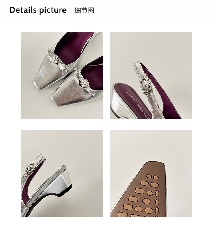Karin Luna In Stock In Stock Sweet Bowknot Small Square Toe Chunky Heel Closed-toe Elegant Retro Sandals