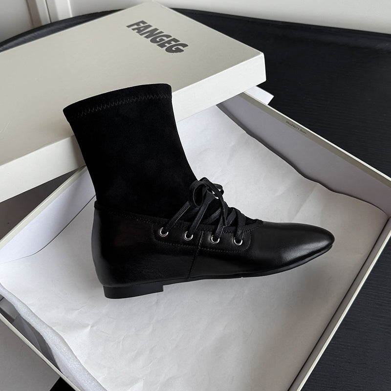 Karin Luna Round Toe Internal Height Increase Lace-up Ankle Boots