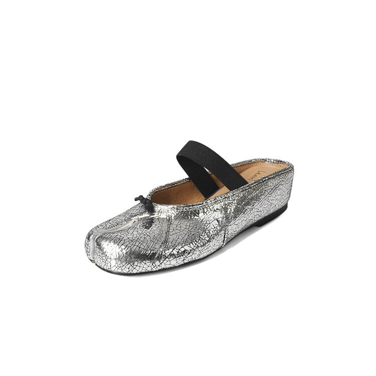Karin Luna Classic Split-Toe Shoes  Explosive Pattern One-Strap Mary Jane Height-Increasing Full Leather Closed-Toe Slippers