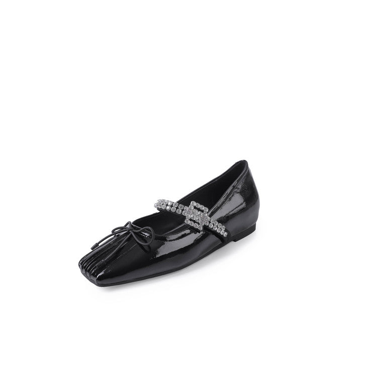 Karin Luna In Stock Spot Goods  Vintage Sweet Rhinestone One-Strap Granny Flats