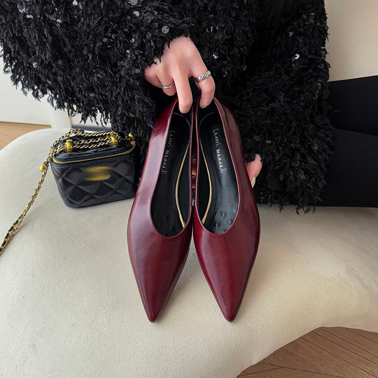 Karin Luna In Stock Spot Goods Classic three-color pointed toe metal heel shoes