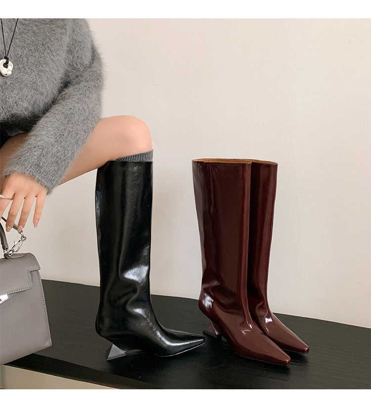 Karin Luna European and American Style Unisex Square-Toed Long Boots