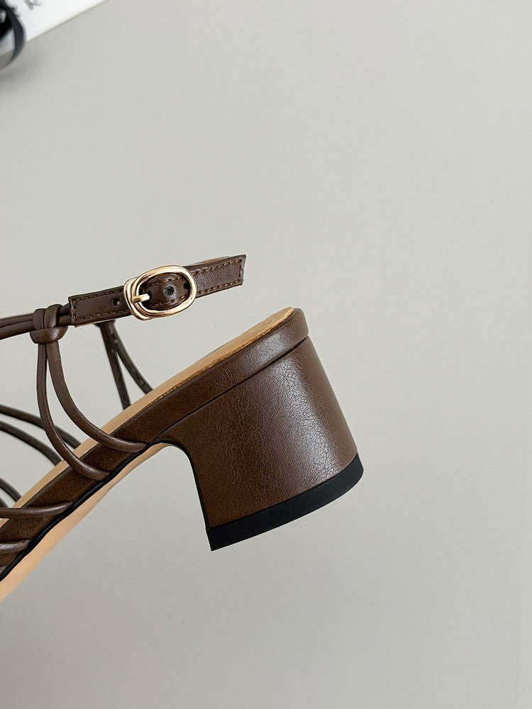 Karin Luna Bohemian Vacation Style~Square Toe Open Toe Sandals