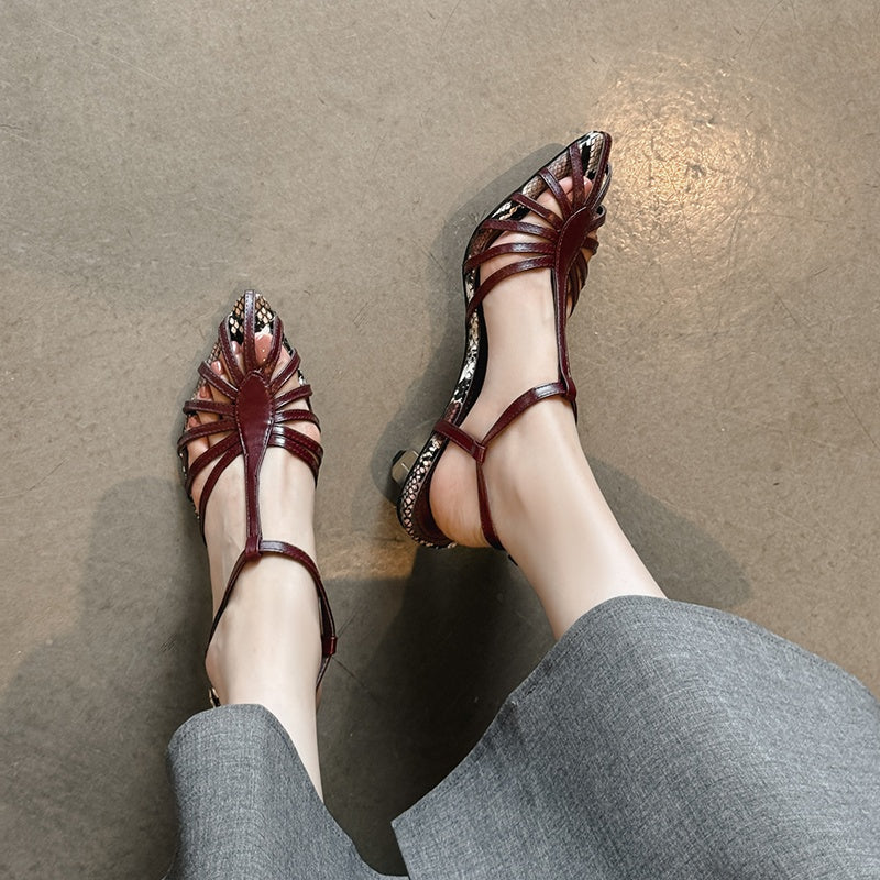 Karin Luna In Stock Spot Goods Open-toe French Style Metal Heel Sandals