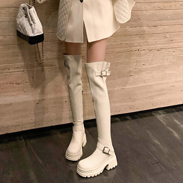 Karin Luna In Stock   Thick Sole Round Toe Basic Versatile Casual Long Boots