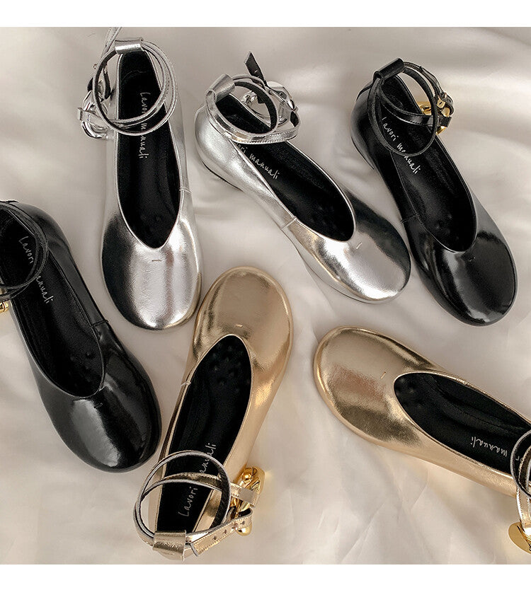 Karin Luna In Stock Large Stock Main Promotion  Two-Way Wear Height-Increasing Retro Gold Buckle Mary Jane Shoes