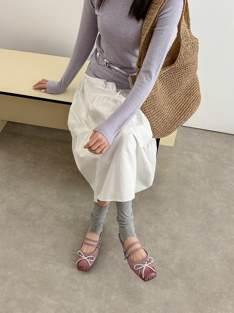 Karin Luna In Stock In Stock   Summer New Sweet Bowknot Color Block Square Toe Height-Increasing Slippers