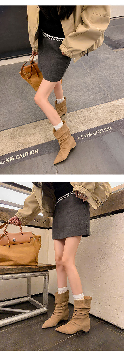 Karin Luna Data Hot Item Pointed Toe Slouchy Matte Western Ankle Boots