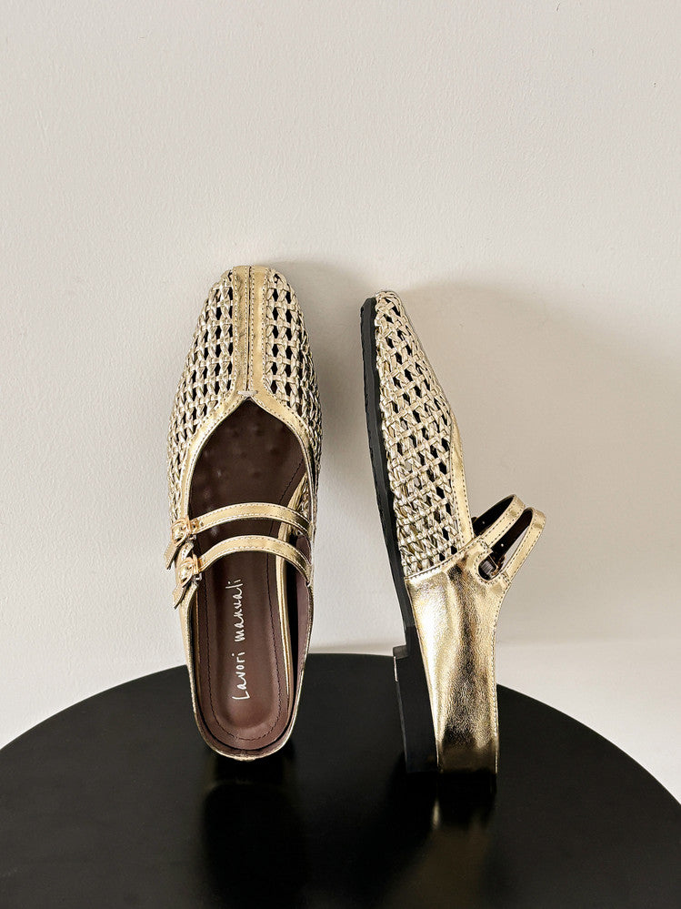 Karin Luna In Stock Spot Goods Hollow Woven One-Strap Closed-Toe Slippers