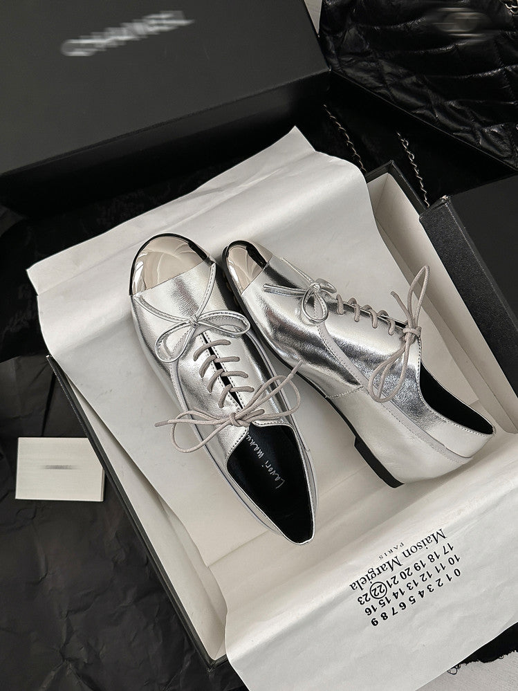 Karin Luna In Stock Spot Goods  Casual Lace-Up Metal Toe Bow Deep Mouth Single Shoes