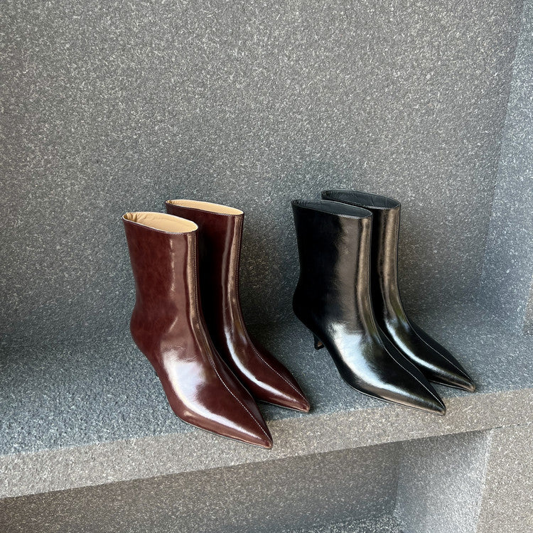 Karin Luna In Stock Spot Goods Minimalist Tube Kitten Heel Short Boots