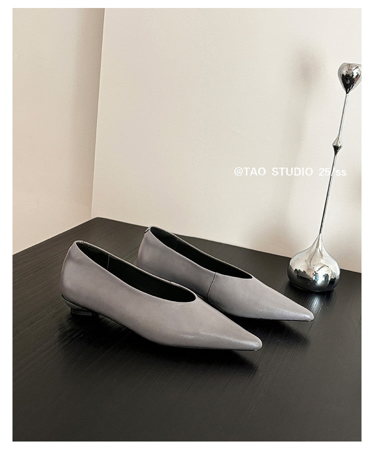 Karin Luna In Stock Spot Goods Classic three-color pointed toe metal heel shoes