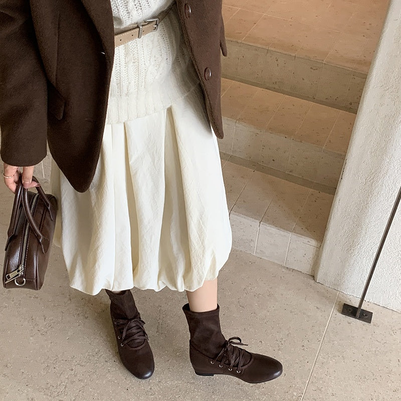 Karin Luna Round Toe Internal Height Increase Lace-up Ankle Boots
