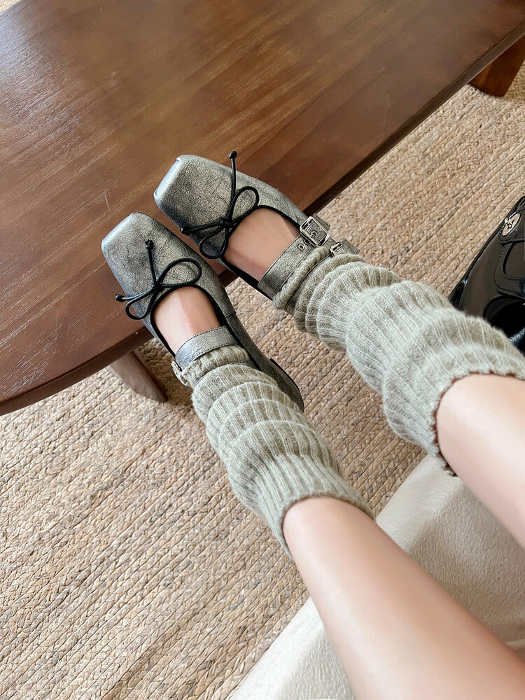 Karin Luna Future Sense silver~Spot Goods Spot Goods Hot-selling Bowknot Retro Belt Buckle Ballet Mary Jane Shoes
