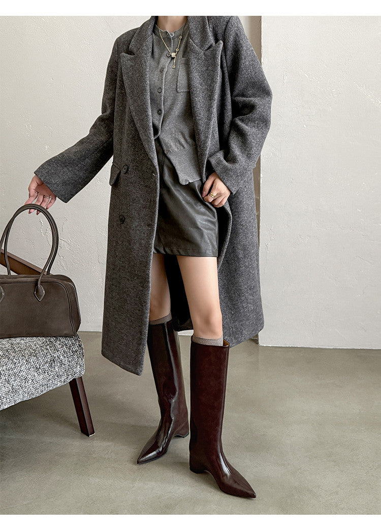 Karin Luna Minimalist Style High Tube Pointed Toe Hidden Heel Boots