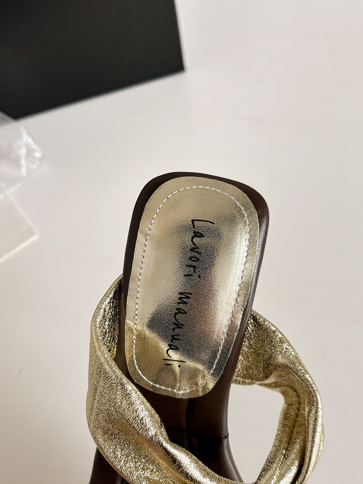 Karin Luna In Stock  Spot Goods   Square Toe One-Strap Irregular Heel Slippers